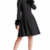 Caroline Dress - Crepe fit & flare dress with faux fur cuffs