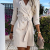 Notched Collar Blazer Straight Dress