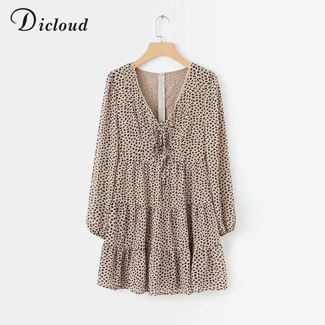 Leopard V Neck Dress For Women