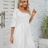 Square Neckline Puff Sleeve Backless Dress for Women.