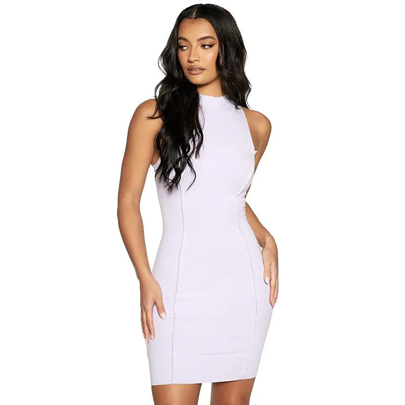 Summer Ribbed Sleeveless Bodycon Summer Dress
