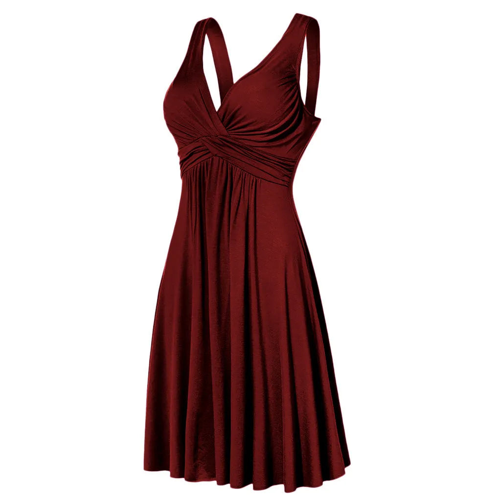 Sling Pleated Slim Flare Womens Dress