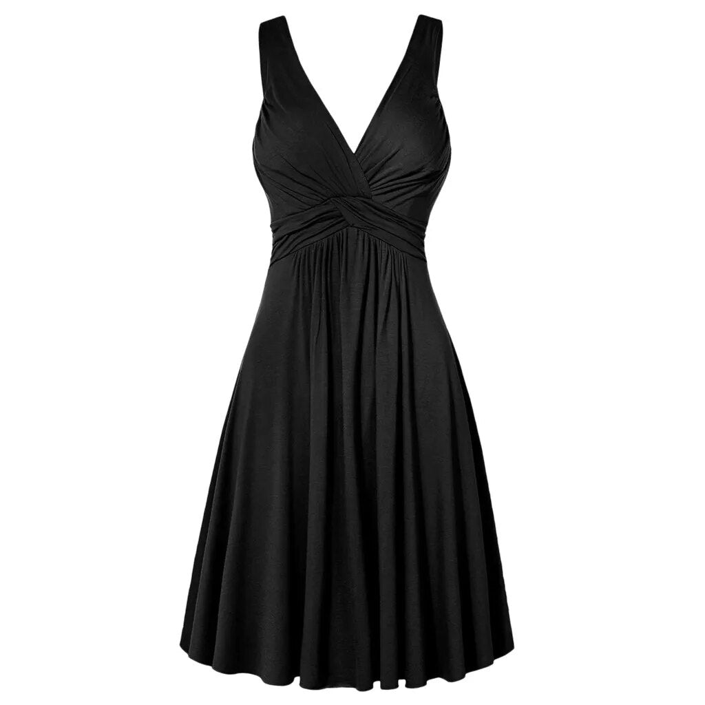 Sling Pleated Slim Flare Womens Dress