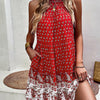 Sexy Back Lace-up Hollow Pleated A-line Dress Mujer Women Summer Party