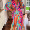 Vintage Pattern Print Women Shirt Dress