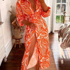 Vintage Pattern Print Women Shirt Dress