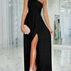 Solid One Shoulder Backless Maxi Dress