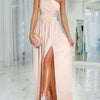 Solid One Shoulder Backless Maxi Dress