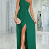 Solid One Shoulder Backless Maxi Dress