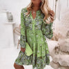 Pleated Long Sleeve Casual Dress